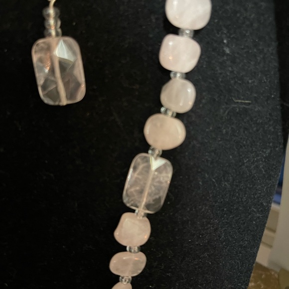 Rose Quartz Earrings/Necklace set - Picture 3 of 5
